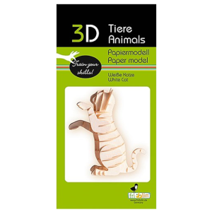 Pappersmodell – 3D Vit Katt