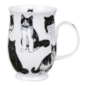 Mugg i Fine Bone China – Cats Black & White – Dunoon Suffolk – 310 ml
