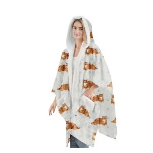 Snuggs – Filt-Hoodie – Röd Tabby – One Size