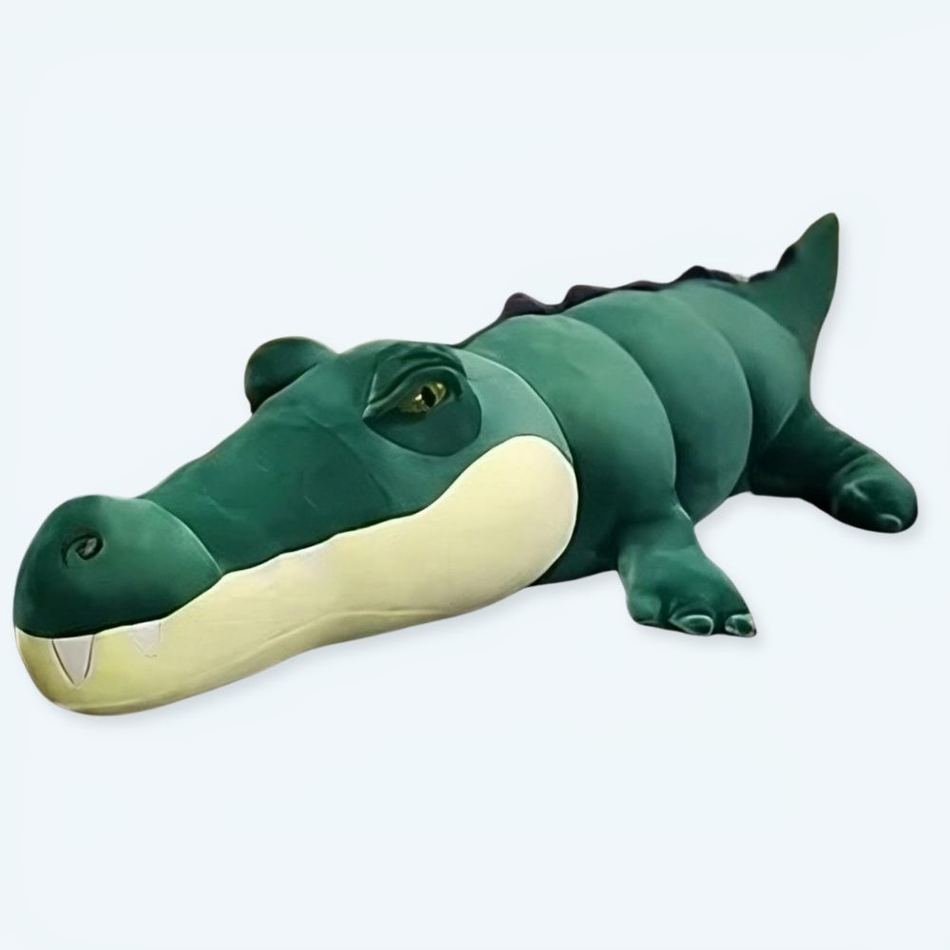 Jättelik blå alligator i plysch