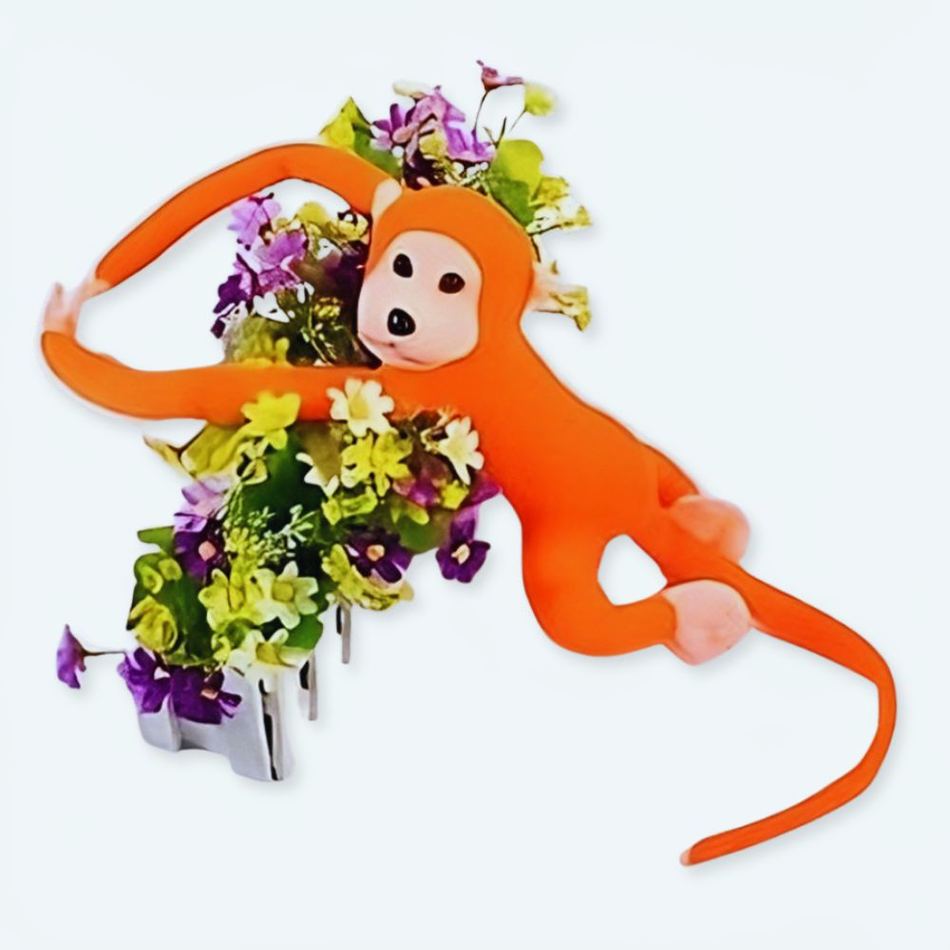 Kawaii långsvansad apa, plysch, orange