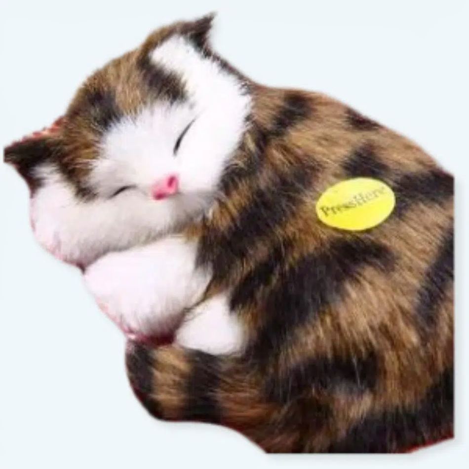 Brun tabby sovande docka i plysch